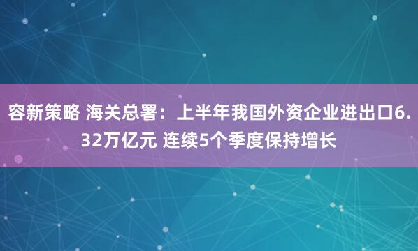 容新策略 海关总署：上半年我国外资企业进出口6.32万亿元 连续5个季度保持增长